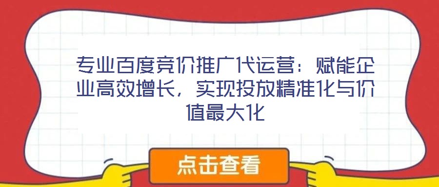 專業(yè)百度競價推廣代運營：賦能企業(yè)高效增長，實現(xiàn)投放精準化與價值最大化