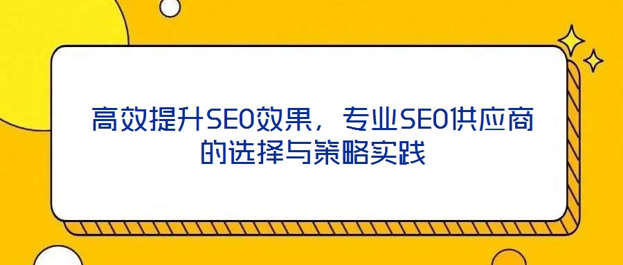 高效提升SEO效果，專業(yè)SEO供應(yīng)商的選擇與策略實踐