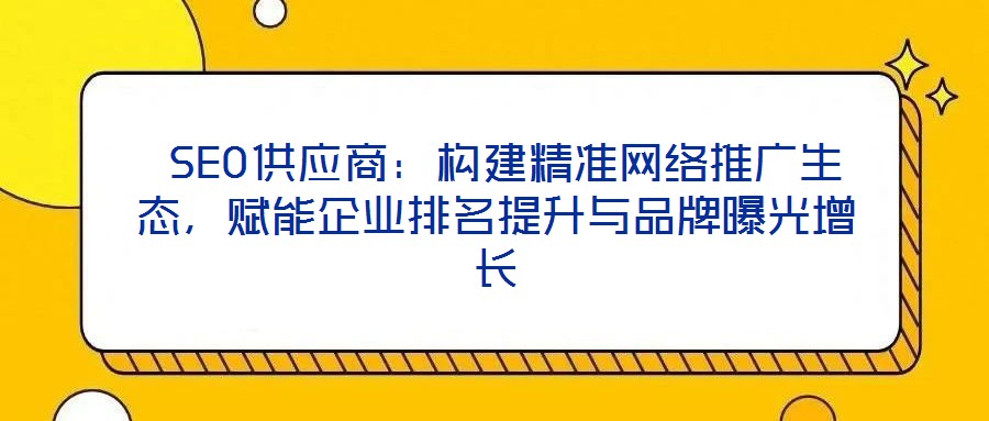  SEO供應商：構建精準網絡推廣生態(tài)，賦能企業(yè)排名提升與品牌曝光增長