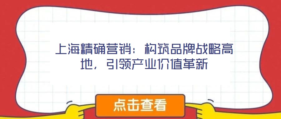 上海精確營銷：構(gòu)筑品牌戰(zhàn)略高地，引領(lǐng)產(chǎn)業(yè)價值革新