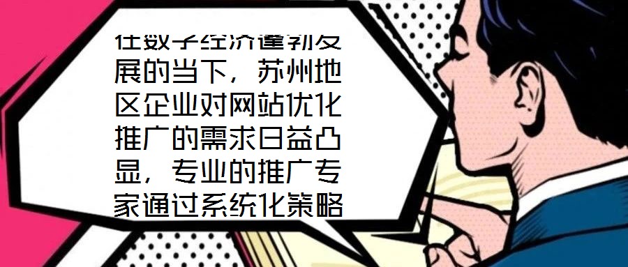 在數(shù)字經(jīng)濟蓬勃發(fā)展的當(dāng)下，蘇州地區(qū)企業(yè)對網(wǎng)站優(yōu)化推廣的需求日益凸顯，專業(yè)的推廣專家通過系統(tǒng)化策略，助力企業(yè)實現(xiàn)網(wǎng)站排名提升、潛在客戶引流及優(yōu)質(zhì)用戶體驗構(gòu)建的目標(biāo)