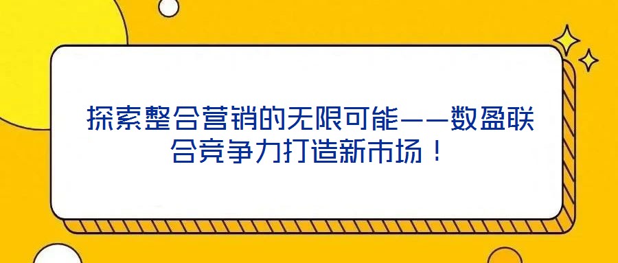探索整合營銷的無限可能——數(shù)盈聯(lián)合競爭力打造新市場！