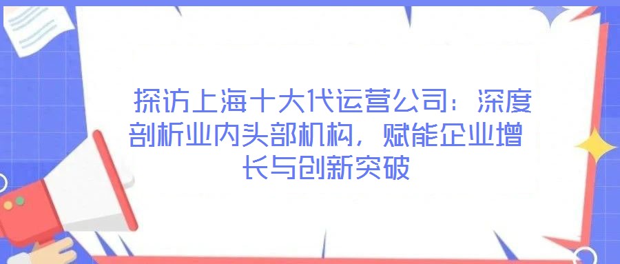  探訪上海十大代運(yùn)營(yíng)公司：深度剖析業(yè)內(nèi)頭部機(jī)構(gòu)，賦能企業(yè)增長(zhǎng)與創(chuàng)新突破