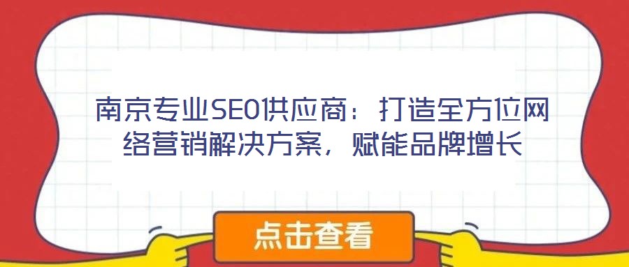 南京專業(yè)SEO供應(yīng)商：打造全方位網(wǎng)絡(luò)營銷解決方案，賦能品牌增長
