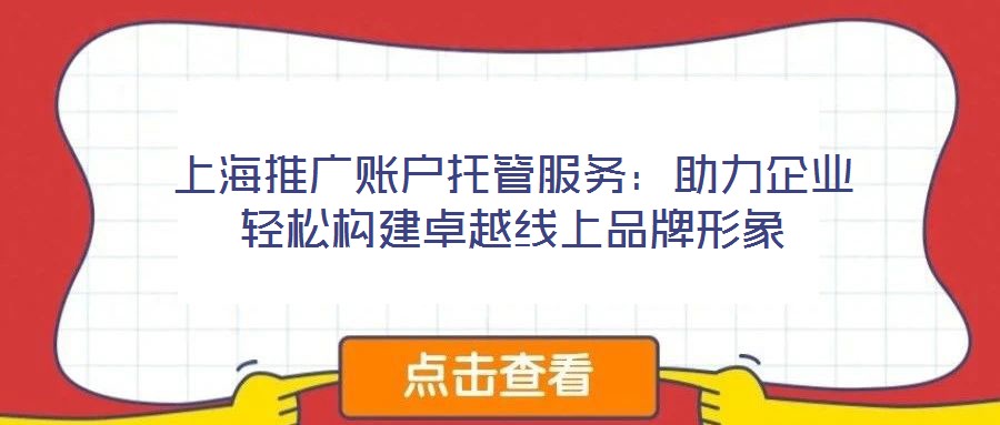 上海推廣賬戶(hù)托管服務(wù)：助力企業(yè)輕松構(gòu)建卓越線上品牌形象