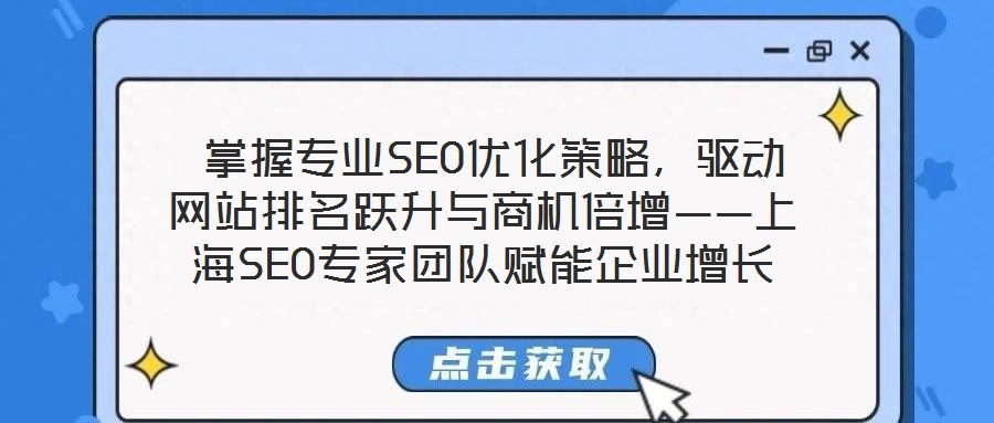  掌握專業(yè)SEO優(yōu)化策略，驅(qū)動網(wǎng)站排名躍升與商機倍增——上海SEO專家團隊賦能企業(yè)增長