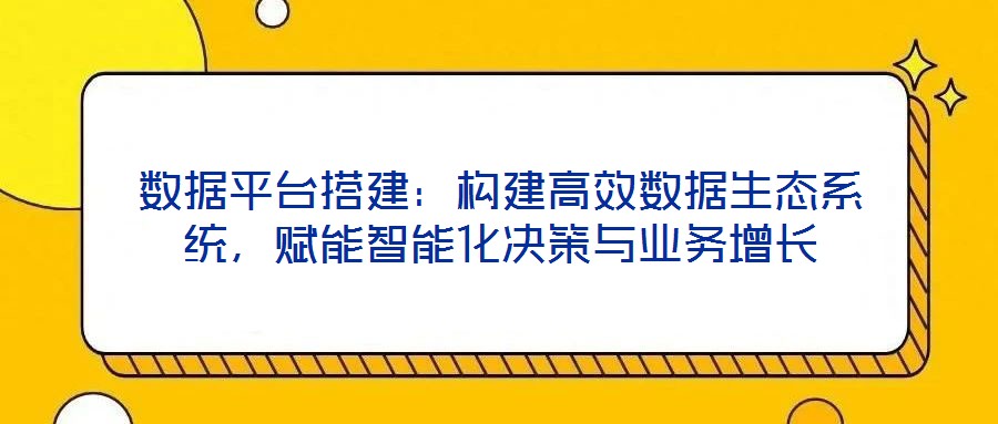 數(shù)據(jù)平臺搭建：構(gòu)建高效數(shù)據(jù)生態(tài)系統(tǒng)，賦能智能化決策與業(yè)務(wù)增長