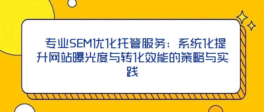  專業(yè)SEM優(yōu)化托管服務(wù)：系統(tǒng)化提升網(wǎng)站曝光度與轉(zhuǎn)化效能的策略與實(shí)踐