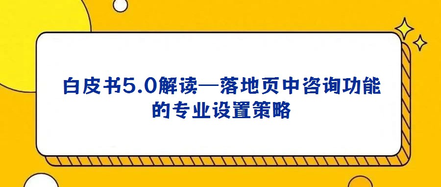 白皮書(shū)5.0解讀—落地頁(yè)中咨詢功能的專業(yè)設(shè)置策略